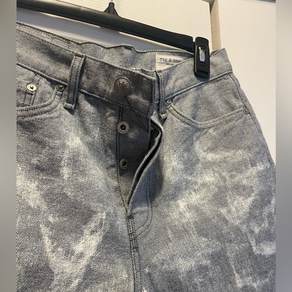 New Rag & Bone Maya High Waist Tie Dye Shorts Light Grey & white Size 28 - Picture 8 of 10